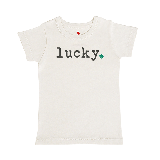 Kids Organic Cotton Graphic Tee - Lucky Four-Leaf Clover | Finn + Emma