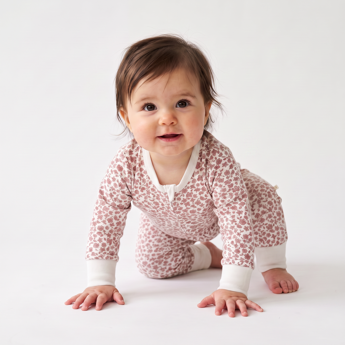 Organic Cotton 2-Way Zip Romper - Wild Petal