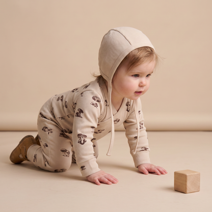 Organic Cotton Kimono Onesie & Pants Set - Mushroom