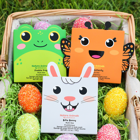 Nature Animals 3-Pack - Kids Body Wash Sponge Set | Spongellé 