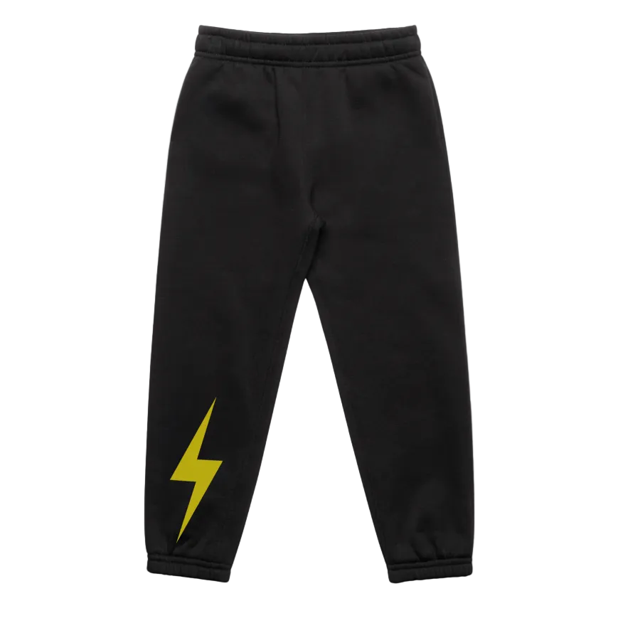 Neon Spark Track Pants - Black | Sustainable Kids Fleece Pants