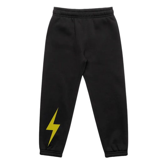 Neon Spark Track Pants - Black | Sustainable Kids Fleece Pants