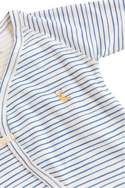 Organic Cotton Kimono Onesie - Blue Stripe