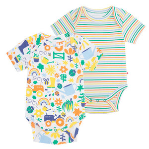 Piccalilly organic 2 pack bodysuits- potting shed