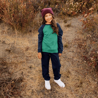 Organic Cotton Color Block Raglan Kids Sweatshirt | Jackalo