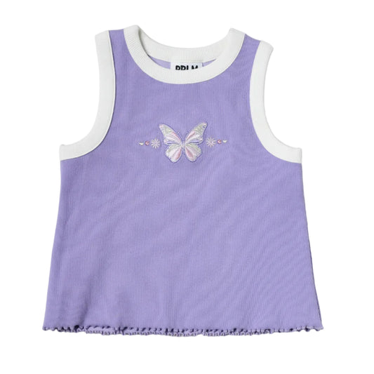 Organic Cotton Purple Butterfly Tank Top