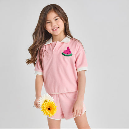 Organic Cotton Retro Terry Shorts - Pink
