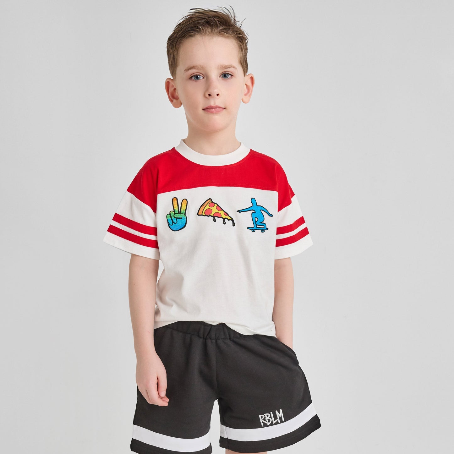 Organic Cotton Kids Crewneck Tee - Peace & Pizza