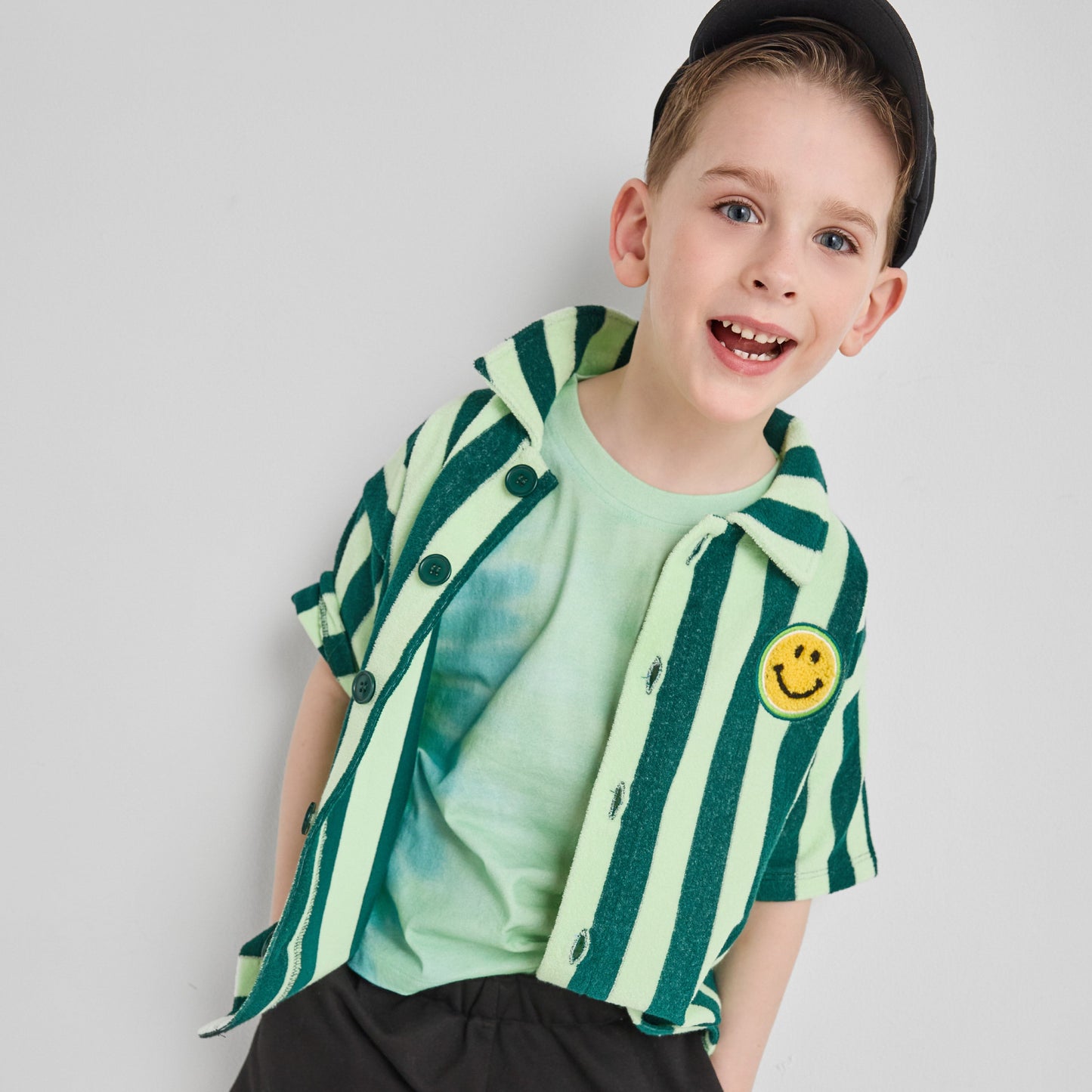 Organic Cotton Terry Resort Shirt - Smile Stripe