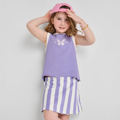 Organic Cotton Terry Skort - Purple Striped