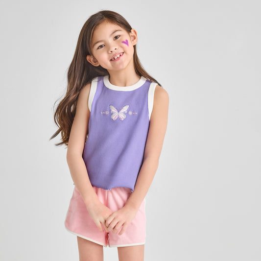 Organic Cotton Purple Butterfly Tank Top