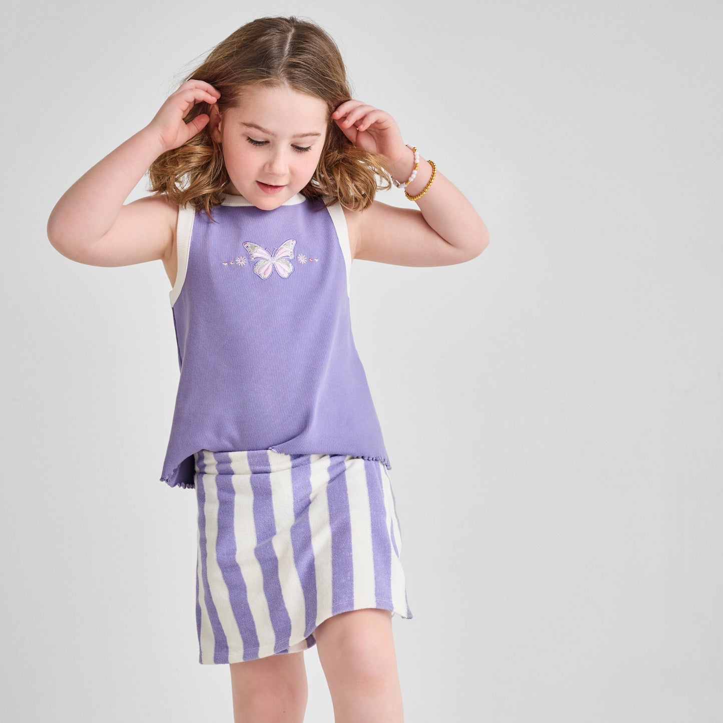 Organic Cotton Purple Striped Terry Skort