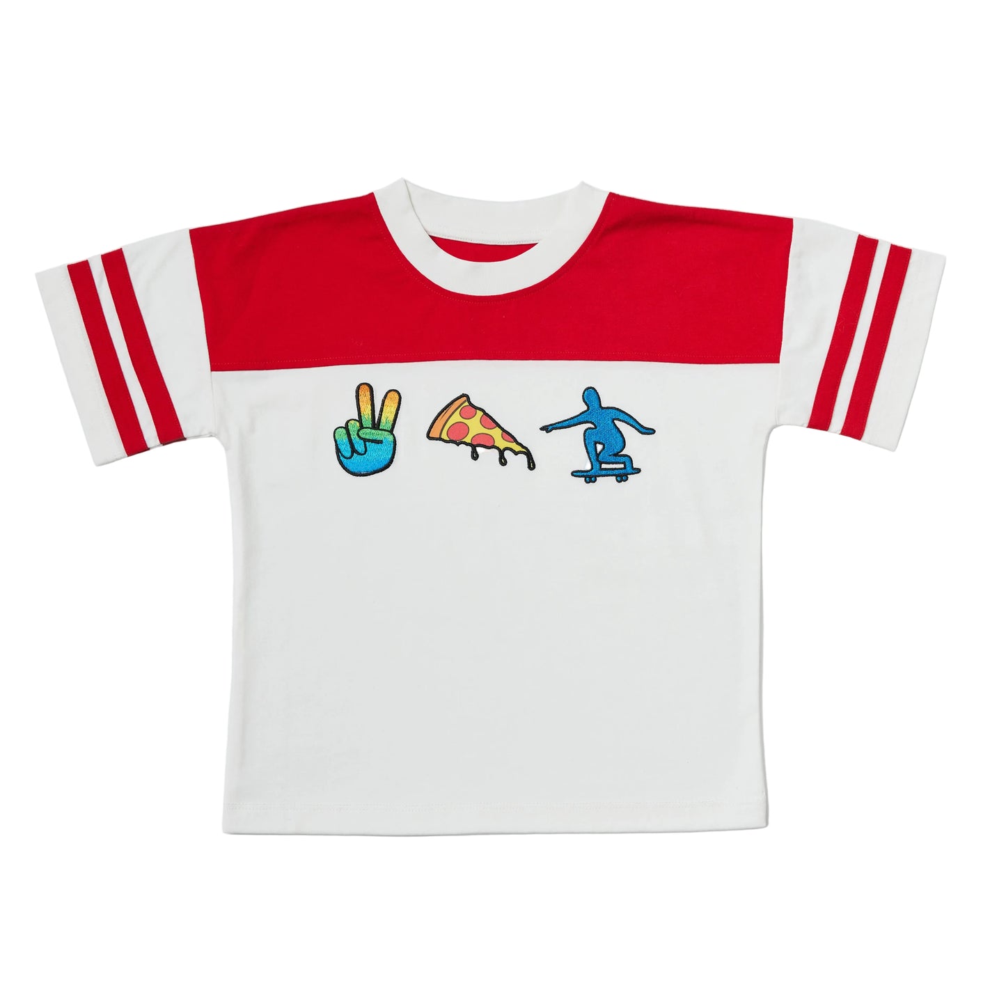 Organic Cotton Kids Crewneck Tee - Peace & Pizza