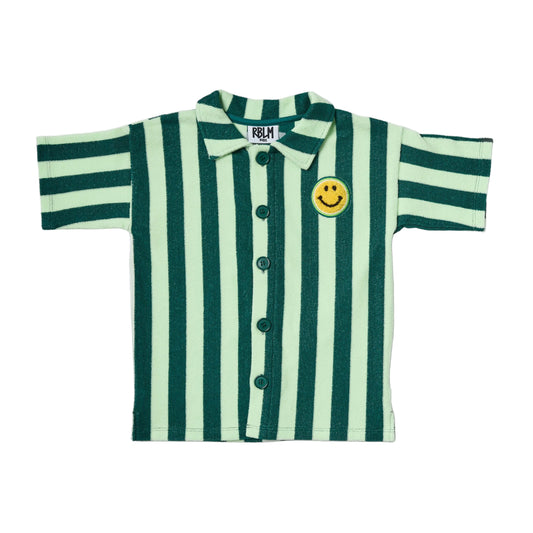 Organic Cotton Terry Resort Shirt - Smile Stripe