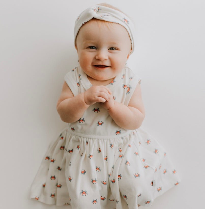 Organic Cotton Tank Twirl Dress - Crab Print
