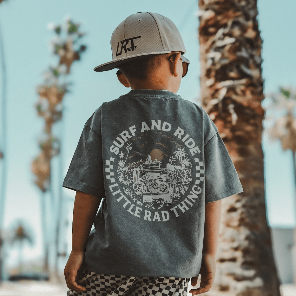 Surf N Ride Organic Cotton Tee - Faded Gray | Vintage Kids Surf Shirt