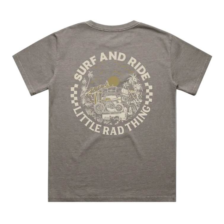 Surf N Ride Organic Cotton Tee - Faded Gray | Vintage Kids Surf Shirt