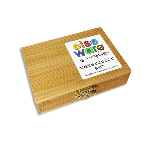 Watercolor Travel Set - Bamboo Case, Brushes, & Paper Pad