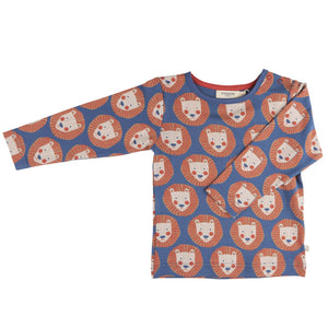 Pigeon Organics Long sleeved t-shirt- lion face, night blue