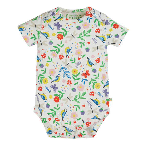 Frugi 3 pack bodysuits- white hedgerow/pink