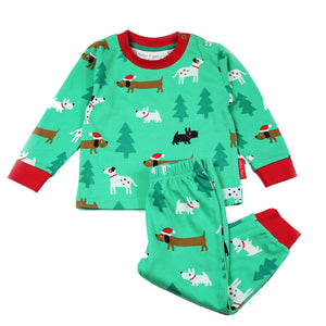 Toby Tiger organic Christmas dog print pajamas