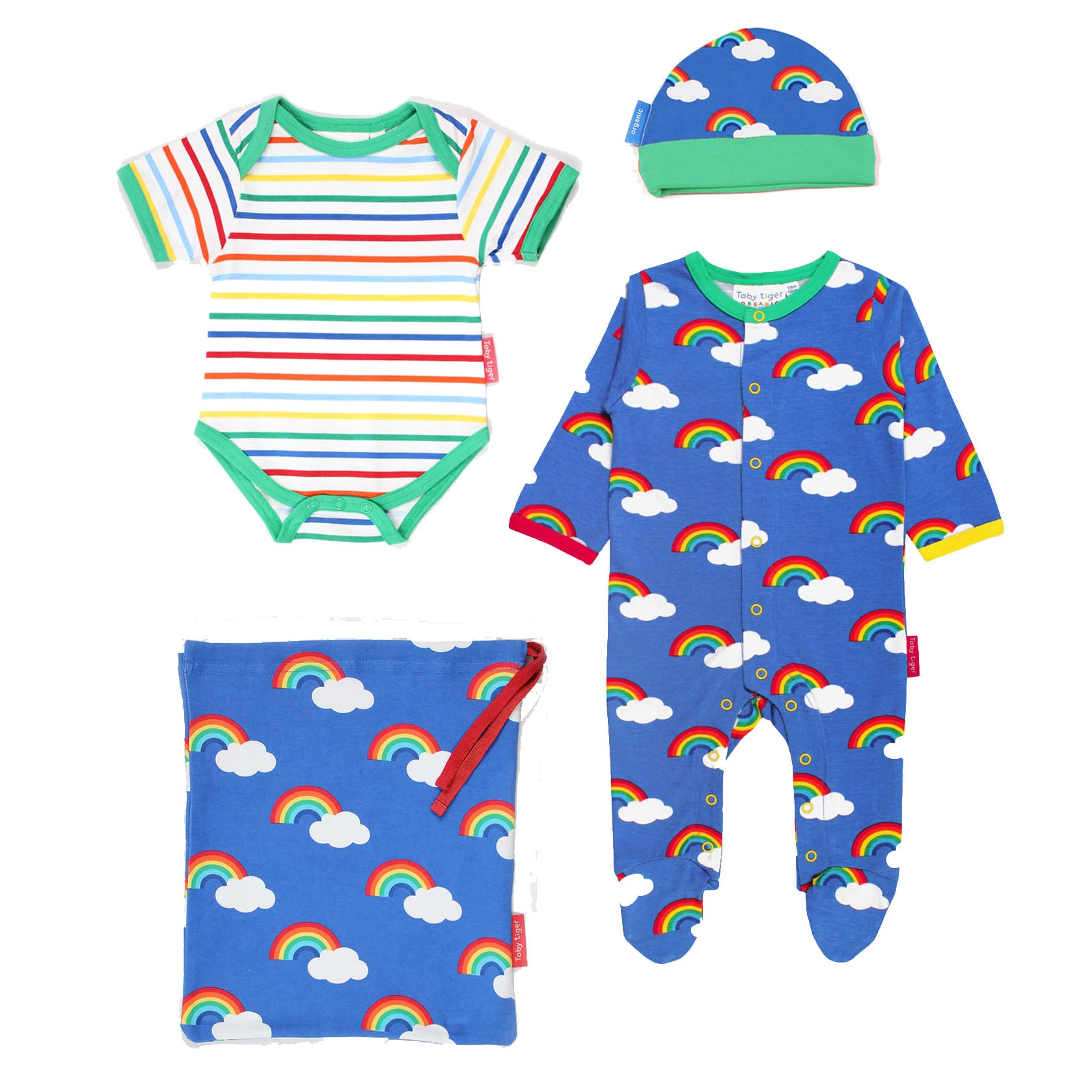 Toby Tiger Baby gift set- rainbow print