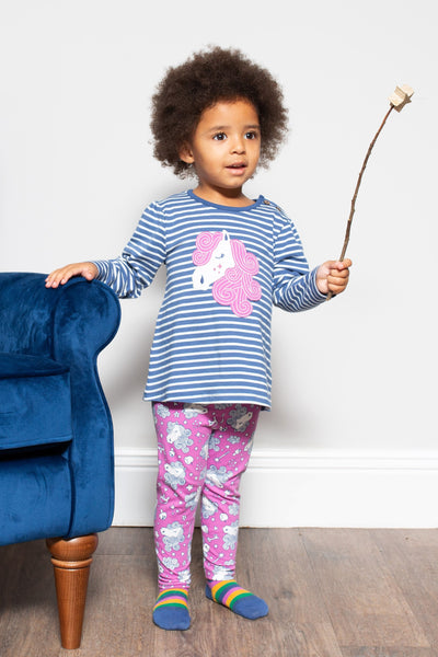 Girl wearing Kite fairy tale tunic and coordinating leggings