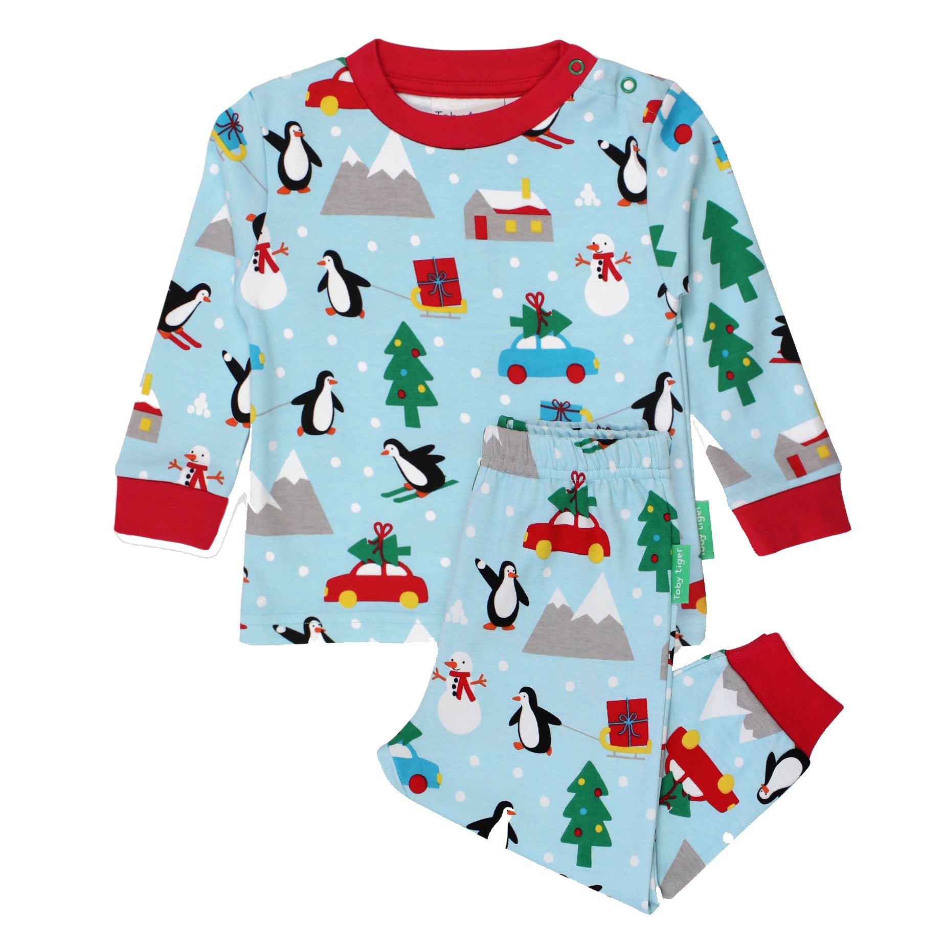 Toby Tiger Penguin's Christmas print pajamas