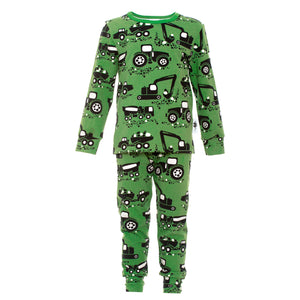 PaaPii Rusko pajamas- forest green machines