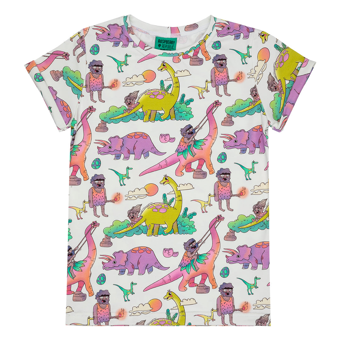 Raspberry Republic organic Short sleeve t-shirt- rainbow dino riders