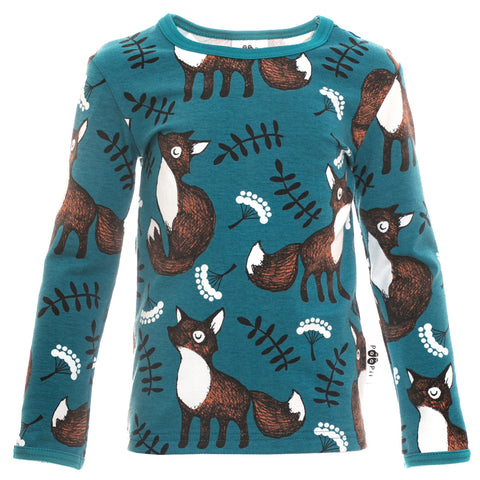 PaaPii long sleeve uljas shirt- petrol blue Nuutti fox