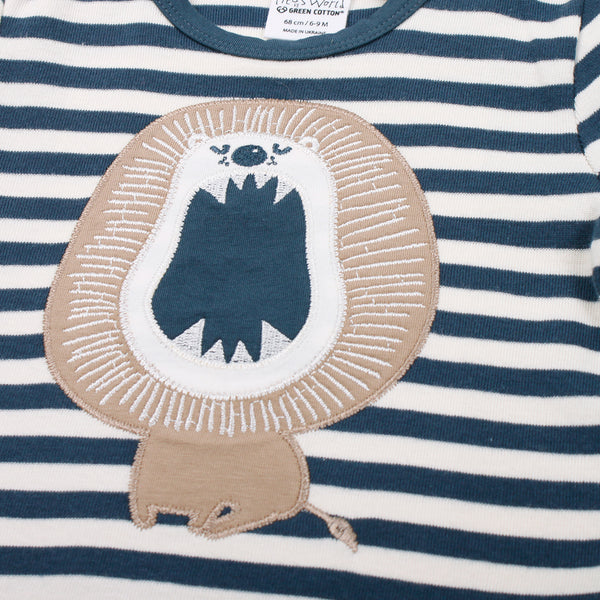 Fred's World Animal stripe short sleeve t-shirt, closeup