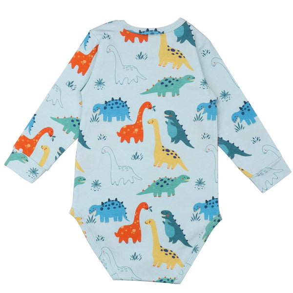 Walkiddy organic Long sleeve bodysuit- baby dinosaurs, back