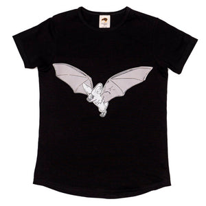 Mullido organic T-shirt- black bat (glow-in-the-dark)
