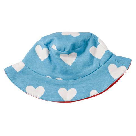 Moromini organic Bucket hat- blue hearts