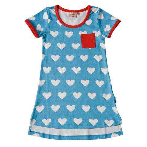 Moromini organic A-line dress- blue hearts