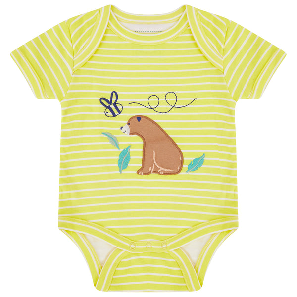Piccalilly organic 2 pack bodysuits- baby bear