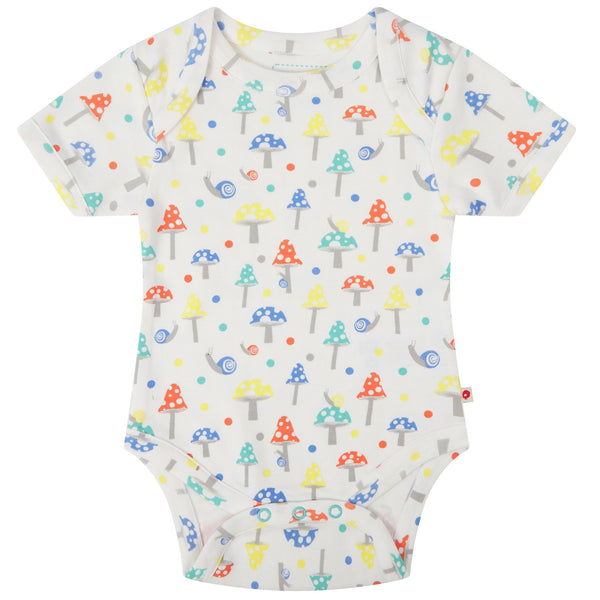 Piccalilly organic 2 pack bodysuits- toadstool print