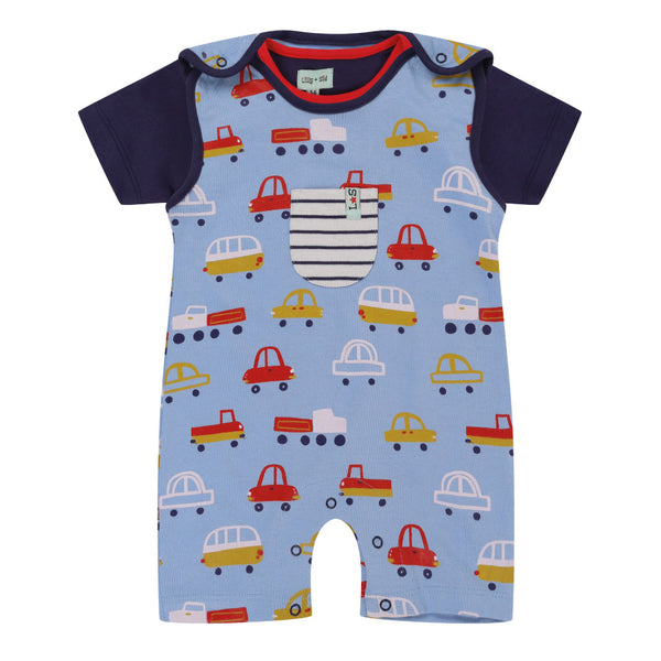 Lilly + Sid Cars overalls set