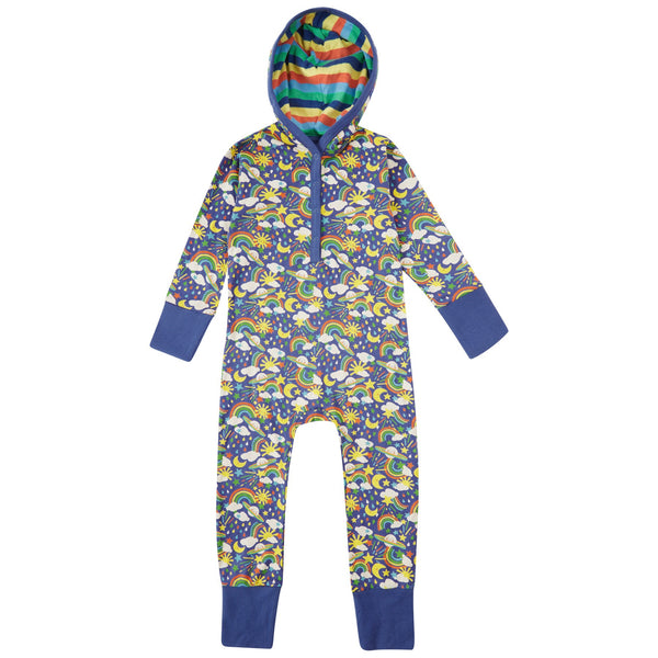 Piccalilly Hooded playsuit- cosmic weather