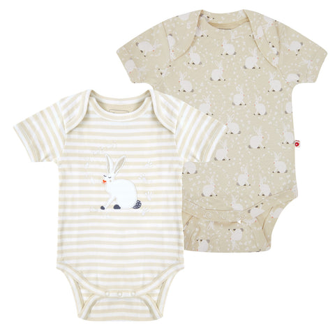 Piccalilly 2 pack bodysuits- cotton tail