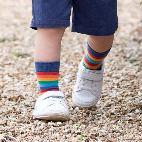 Boy wearing Kite Clothing organic Dinosaur socks