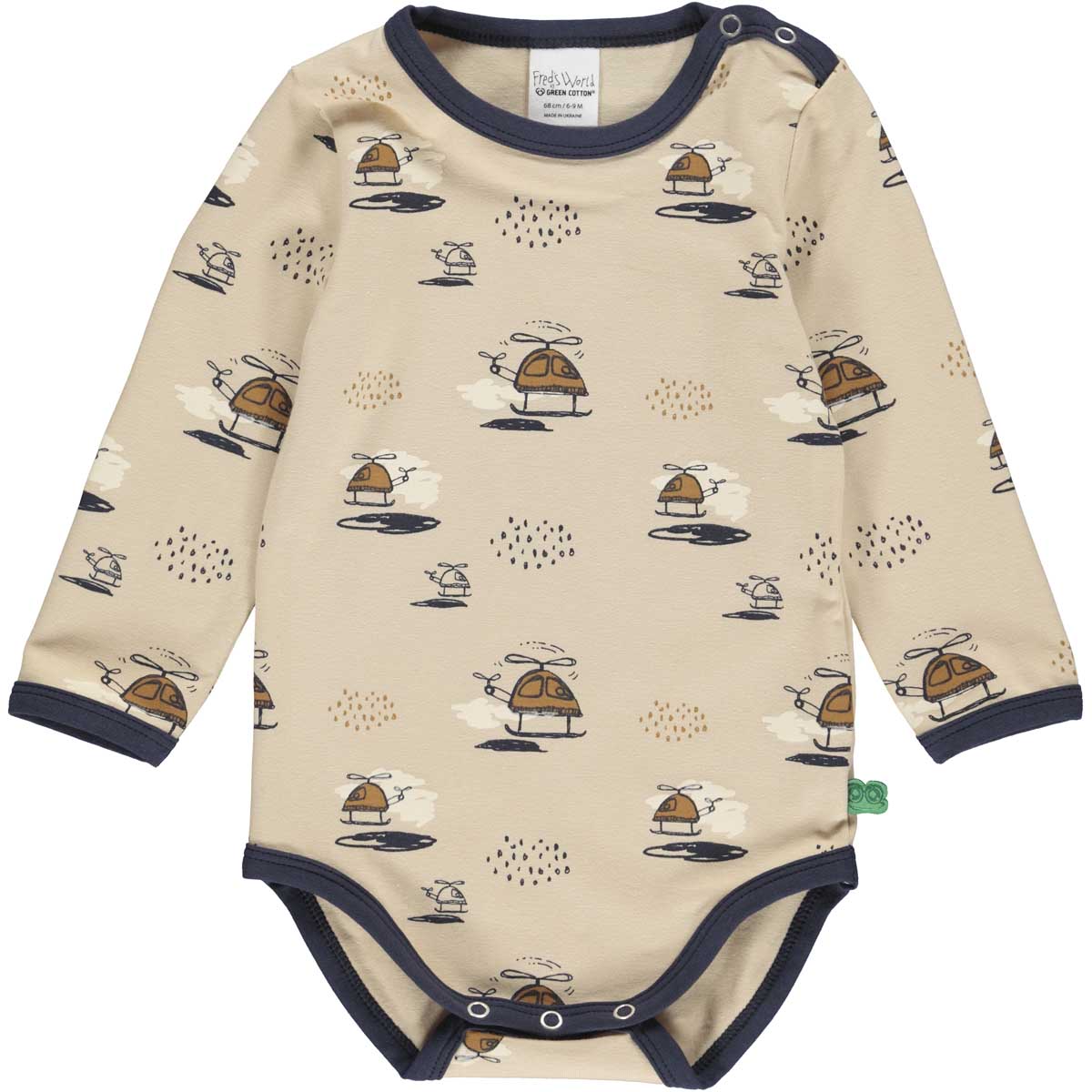 Fred's World organic Long-sleeve bodysuit- helicopter print