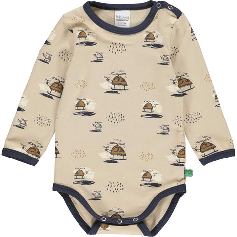 Fred's World organic Long-sleeve bodysuit- helicopter print