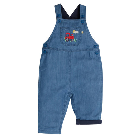 Frugi organic Hopscotch overalls- chambray/tractor