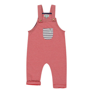 Lilly + Sid Red jersey stripe overalls