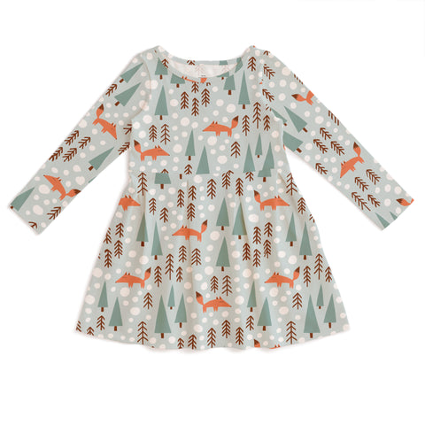 Winter Water Factort Madison Dress- Foxes pale blue