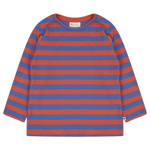 Piccalilly Long sleeve top- blue & red stripe