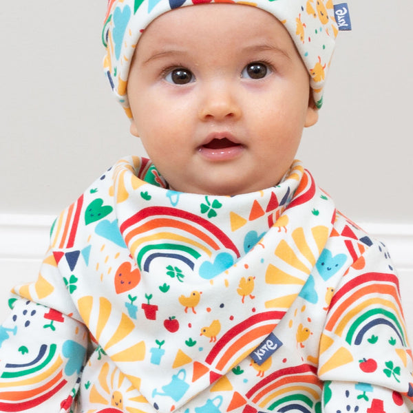 Baby wearing Kite Clothing organic Memories bib