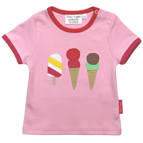 Toby Tiger organic Ice cream appliqué short sleeve t-shirt